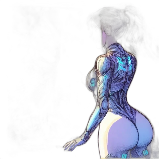 robot, dress, concept art, comic book art, cyberpunk, fantasy art, fire, fog transparent PNG cut-out