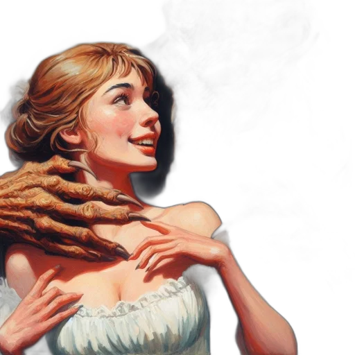 hair, dress, crown, creature, concept art, fantasy art, comic book art, oil painting transparent PNG cut-out