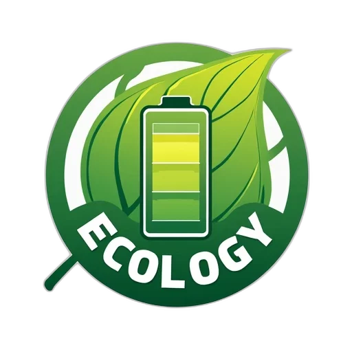 stylized, illustration, green, leaf, battery, icon, center, surrounded transparent PNG cut-out