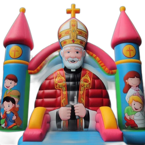 crown, 3d render, inflatable, playground, features, colorful, structure, central transparent PNG cut-out