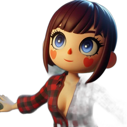 3d render, photorealistic, concept art, cartoon, animated, character, brown, hair transparent PNG cut-out