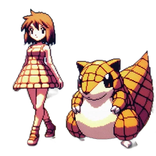 dress, creature, animal, dragon, pixel art, concept art, 3d render, anime transparent PNG cut-out