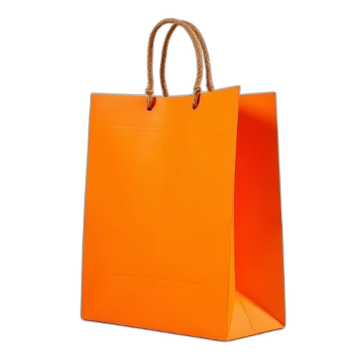 jewelry, 3d render, photorealistic, orange, paper, bag, brown, string transparent PNG cut-out