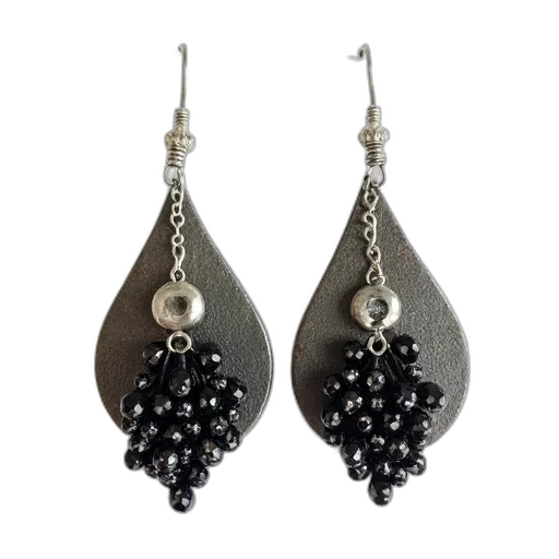 jewelry, pair, elegant, earrings, teardrop, shape, featuring, dark transparent PNG cut-out