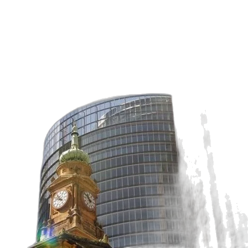 building, 3d render, photorealistic, concept art, city street, clock, tower, stands transparent PNG cut-out