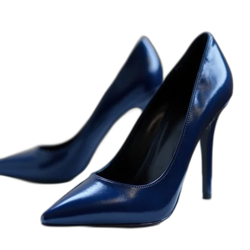 shoes, 3d render, blue, pair, navy, high-heeled, glossy, finish transparent PNG cut-out