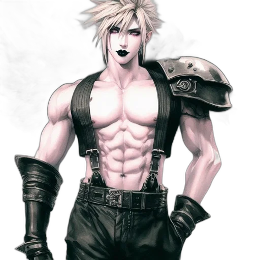 fantasy art, concept art, comic book art, watercolor, monochrome, dark, imposing, muscular transparent PNG cut-out