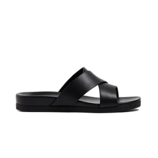 shoes, black, sandal, flat, sole, strap, wraps, around transparent PNG cut-out