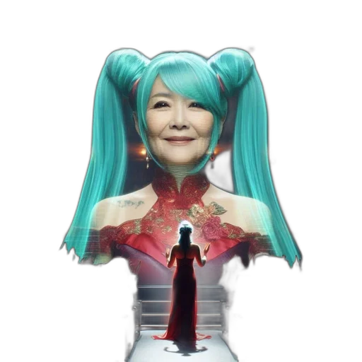 mask, face, robot, dress, vaporwave, 3d render, anime, concept art transparent PNG cut-out
