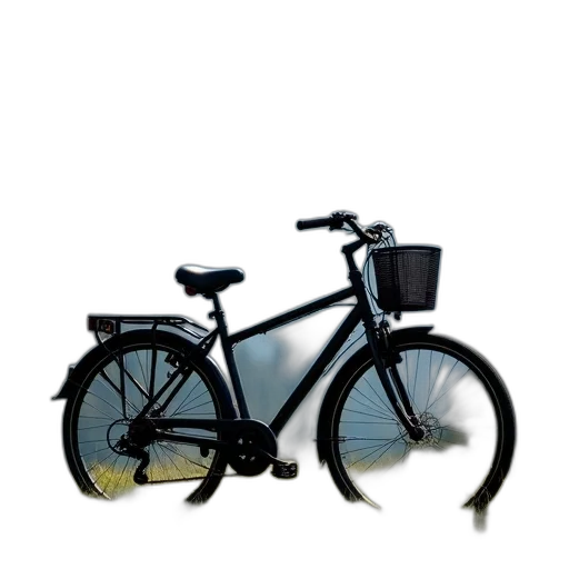 car, photorealistic, 3d render, concept art, black, bicycle, front, basket transparent PNG cut-out