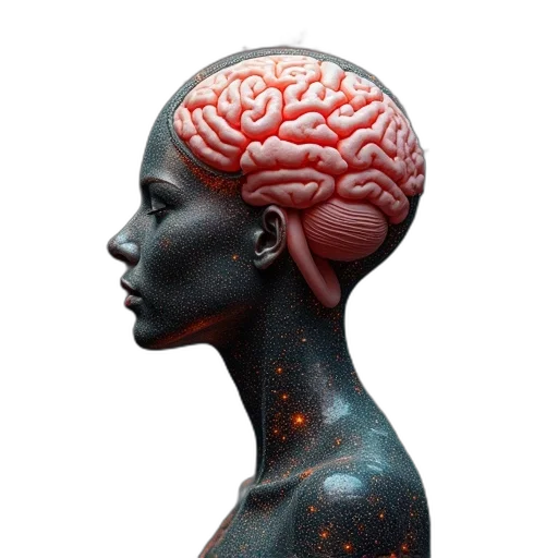crown, face, robot, mask, photorealistic, concept art, 3d render, outer space transparent PNG cut-out