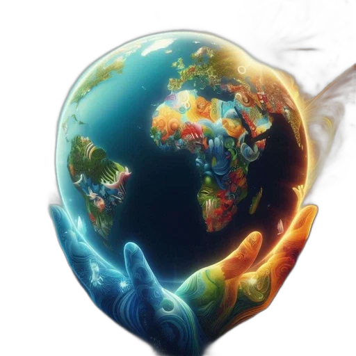 umbrella, fantasy art, concept art, photorealistic, 3d render, underwater, outer space, earth transparent PNG cut-out