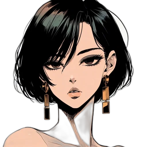 jewelry, face, staff, dress, anime, cartoon, comic book art, concept art transparent PNG cut-out