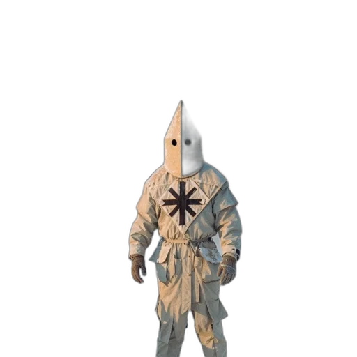 mask, creature, jacket, weapon, concept art, 3d render, pixel art, fantasy art transparent PNG cut-out