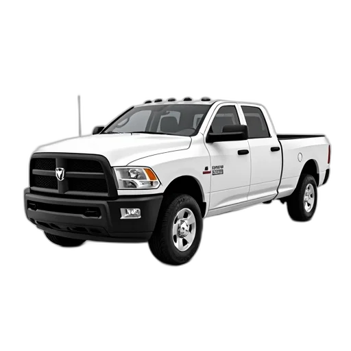car, photorealistic, white, pickup, truck, black, grille, chrome transparent PNG cut-out