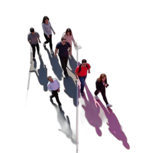 staff, 3d render, concept art, group, people, walking, street, pink transparent PNG cut-out
