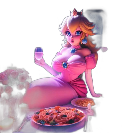 food, dress, crown, concept art, 3d render, vaporwave, fantasy art, neon lights transparent PNG cut-out