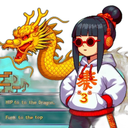 dragon, staff, weapon, mask, pixel art, vaporwave, anime, fantasy art transparent PNG cut-out