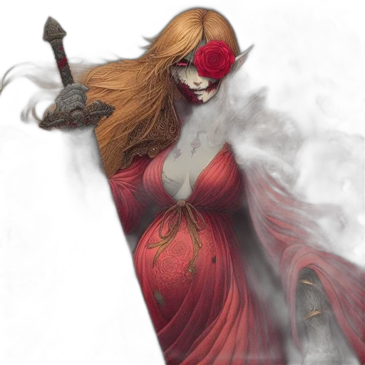 dress, mask, fantasy art, concept art, comic book art, photorealistic, fire, red transparent PNG cut-out