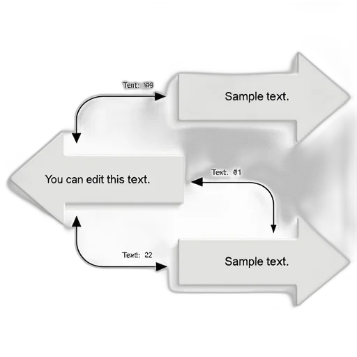 concept art, 3d render, flowchart, two, arrows, pointing, opposite, directions transparent PNG cut-out