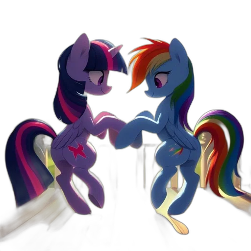 concept art, 3d render, pixel art, fantasy art, outer space, two, little, pony transparent PNG cut-out