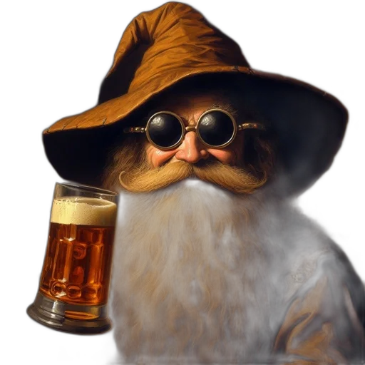 staff, hat, fantasy art, photorealistic, 3d render, concept art, elderly, man transparent PNG cut-out