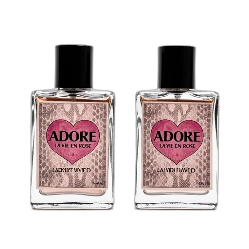 bottle, 3d render, two, identical, perfume, bottles, silver, base transparent PNG cut-out