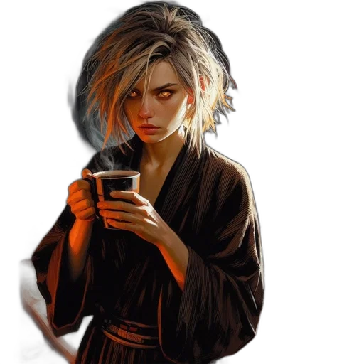 staff, face, concept art, fantasy art, photorealistic, oil painting, neon lights, fire transparent PNG cut-out