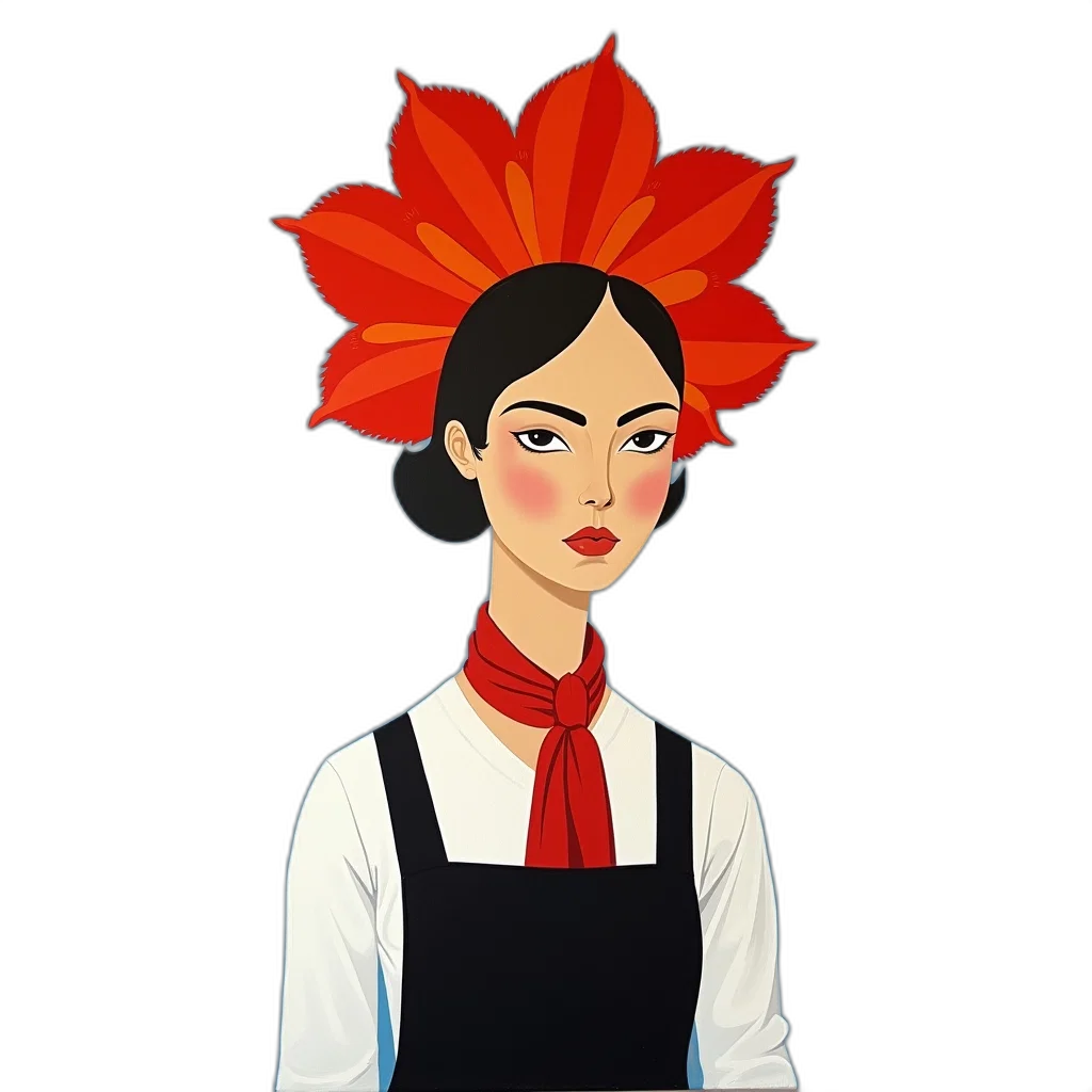 staff, flower, cartoon, pixel art, concept art, anime, red, second transparent PNG cut-out
