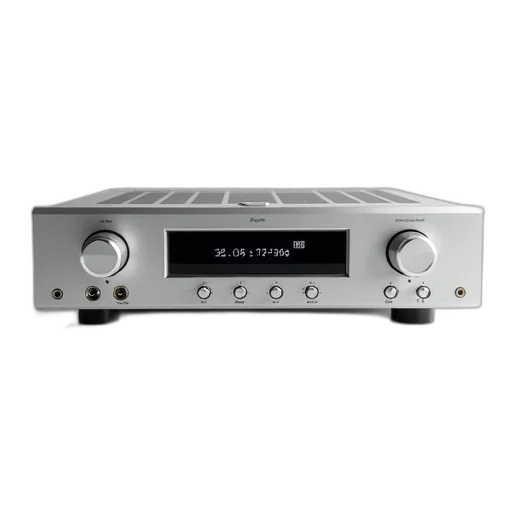 sleek, modern, audio, amplifier, digital, display, multiple, knobs transparent PNG cut-out
