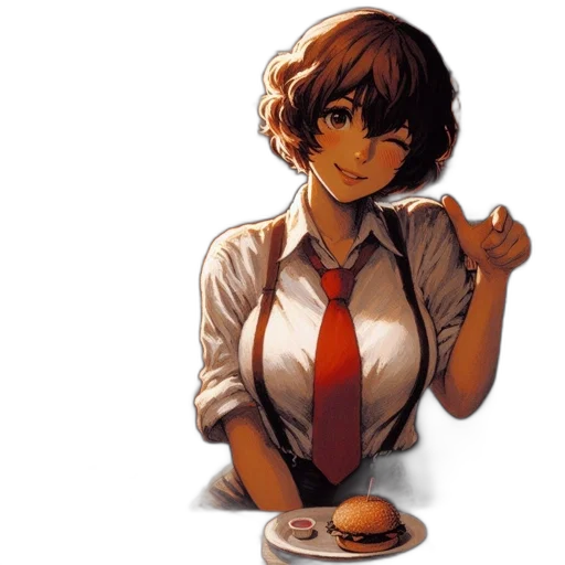 staff, food, face, jacket, pixel art, anime, concept art, comic book art transparent PNG cut-out