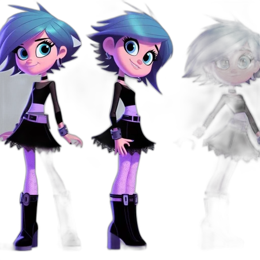 concept art, 3d render, anime, fantasy art, monochrome, dark, blue, pastel transparent PNG cut-out