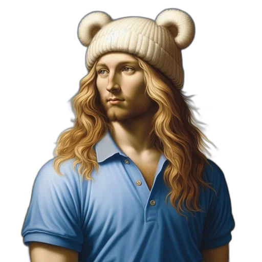 hat, face, hair, photorealistic, fantasy art, oil painting, cartoon, man transparent PNG cut-out