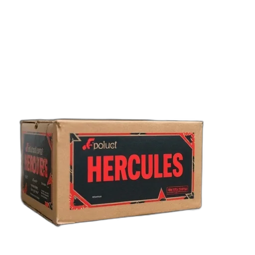 cardboard, box, word, hercules, bold, red, letters, sitting transparent PNG cut-out