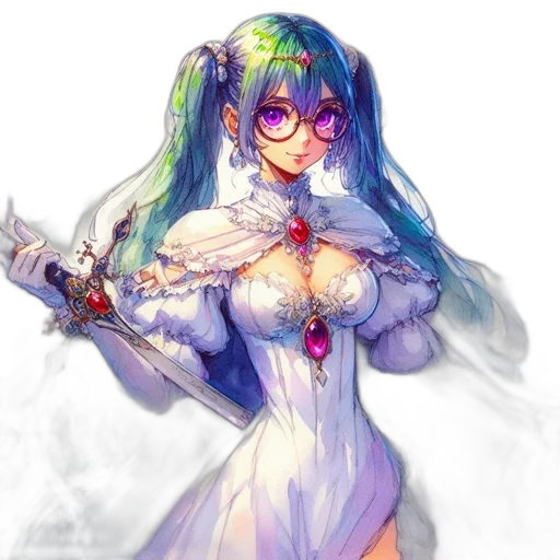 dress, staff, weapon, sword, fantasy art, pixel art, concept art, anime transparent PNG cut-out