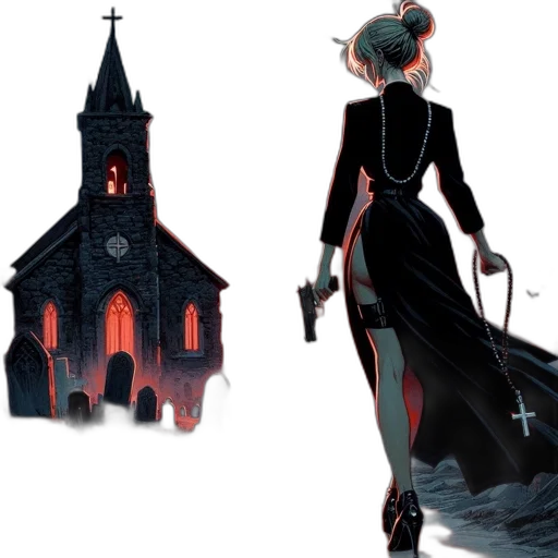 dress, concept art, fantasy art, comic book art, pixel art, dark, red, monochrome transparent PNG cut-out