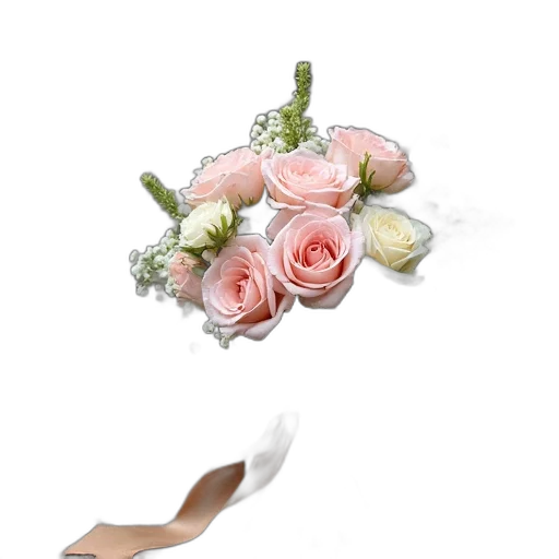 shoes, flower, crown, staff, 3d render, photorealistic, pastel, earth tones transparent PNG cut-out