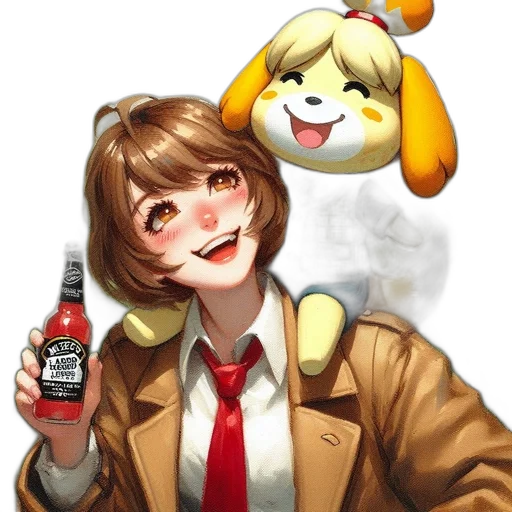 jacket, animal, bottle, robot, anime, pixel art, concept art, cartoon transparent PNG cut-out