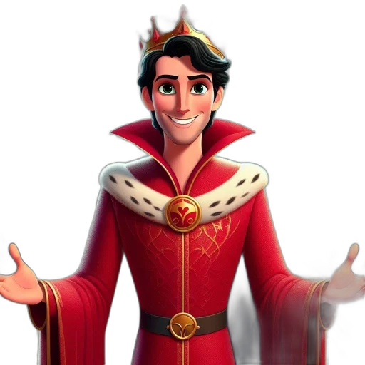 crown, staff, concept art, 3d render, cartoon, fantasy art, young, male transparent PNG cut-out