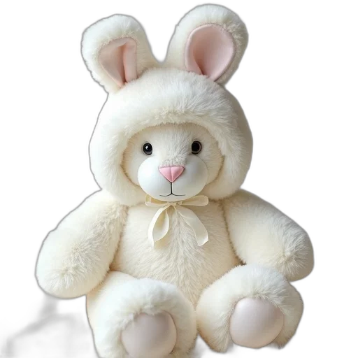 animal, 3d render, photorealistic, picture, white, bunny, outfit, teddy transparent PNG cut-out