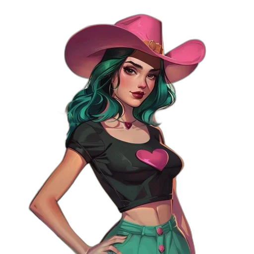 hat, concept art, pixel art, fantasy art, comic book art, neon, green, colorful transparent PNG cut-out
