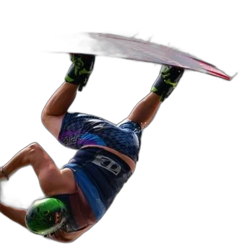 weapon, sword, hair, wakeboarder, performs, impressive, flip, mid-air transparent PNG cut-out