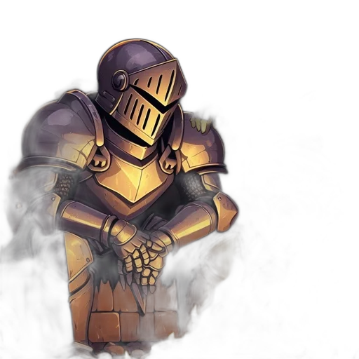 robot, sword, concept art, fantasy art, watercolor, 3d render, fire, golden transparent PNG cut-out