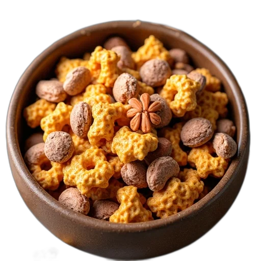 food, bowl, filled, chex, mix, nuts, other, ingredients transparent PNG cut-out