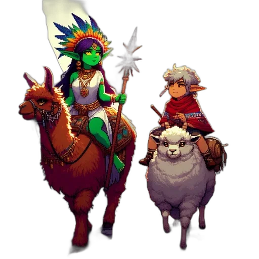 staff, concept art, fantasy art, pixel art, comic book art, green, colorful, two transparent PNG cut-out