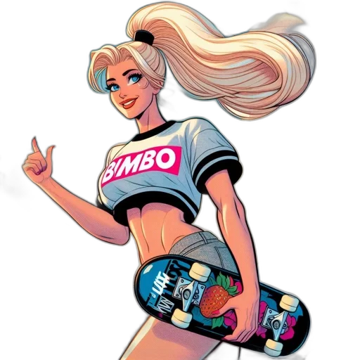 cartoon, comic book art, concept art, anime, energetic, female, character, donning transparent PNG cut-out