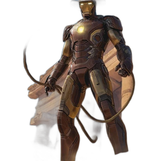 robot, sword, weapon, concept art, fantasy art, 3d render, comic book art, golden transparent PNG cut-out