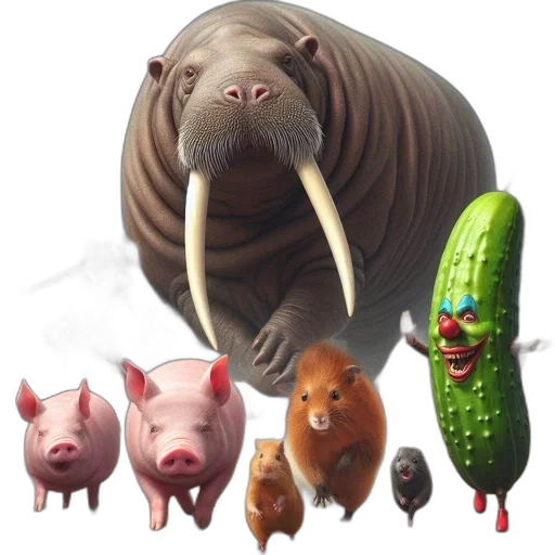 animal, creature, food, concept art, 3d render, photorealistic, fantasy art, circus transparent PNG cut-out