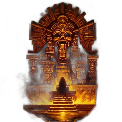 staff, mask, jewelry, concept art, 3d render, fantasy art, pixel art, fire transparent PNG cut-out
