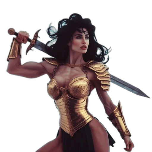 comic book art, fantasy art, concept art, 3d render, armored, female, figure, possibly transparent PNG cut-out